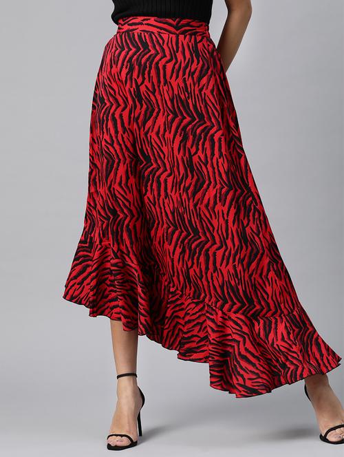 high rise animal print asymmetric skirt - 17773500 - Very Small Image - 1