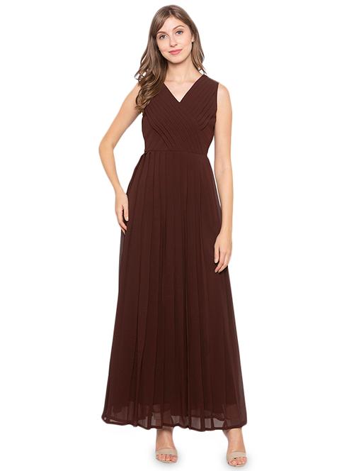 v-neck solid fit & flare dress - 17776449 - Very Small Image - 1