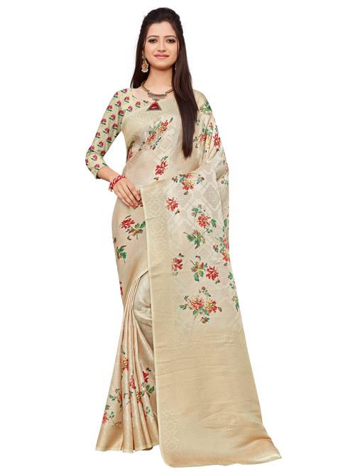 beige cotton silk banarasi saree with blouse - 17778840 - Very Small Image - 1