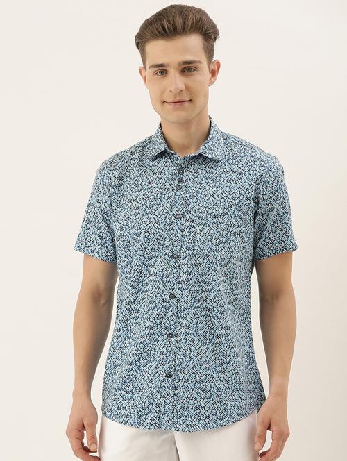 blue printed casual shirt - 17785641 - Very Small Image - 1