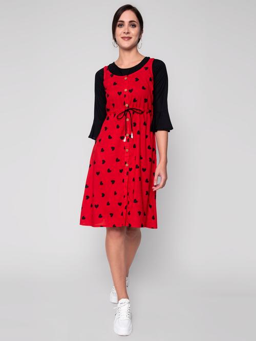 drawstring waist printed dungaree dress - 17790410 - Very Small Image - 1