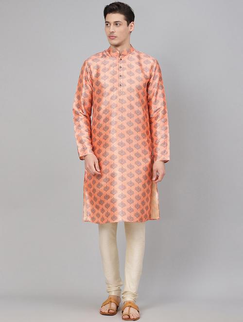 peach printed kurta pyjama set - 17790504 - Very Small Image - 1