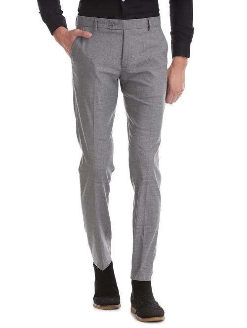 grey textured flat front formal trouser - 17816951 - Very Small Image - 1