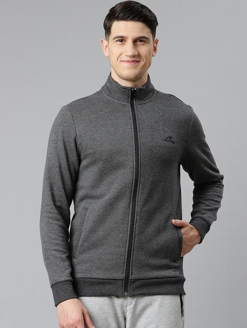 grey solid casual jacket - 17820668 - Very Small Image - 1