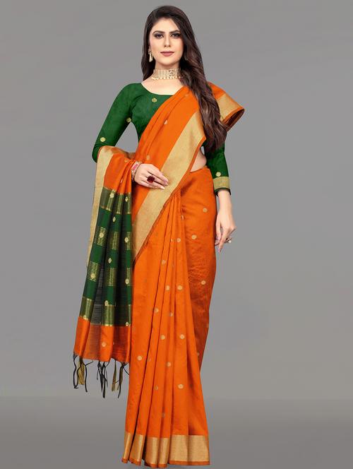 orange raw silk bhagalpuri saree with blouse - 17824496 - Very Small Image - 1