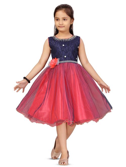 red color block frock - 17827846 - Very Small Image - 1