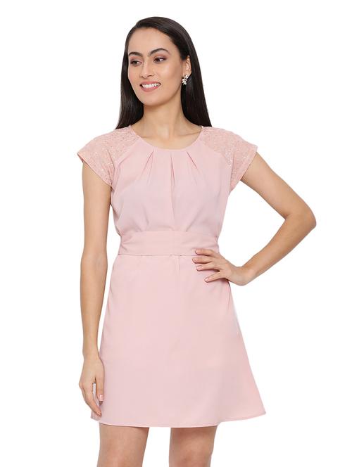tie back solid a-line dress - 17843714 - Very Small Image - 1