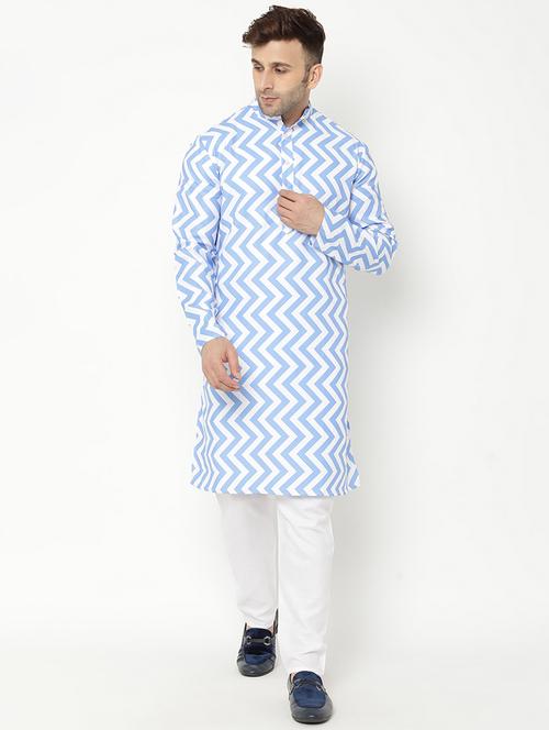 blue printed kurta pyjama set - 17855789 - Very Small Image - 1