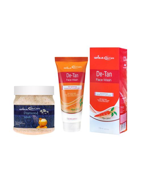 gemblue biocare diamond scrub, 500ml and de-tan face wash, 150ml - 17862276 - Very Small Image - 1