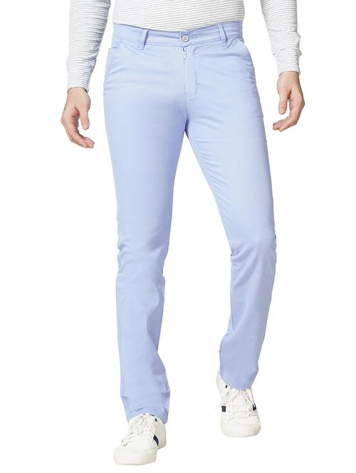 light blue solid flat front formal trouser - 17892821 - Very Small Image - 1