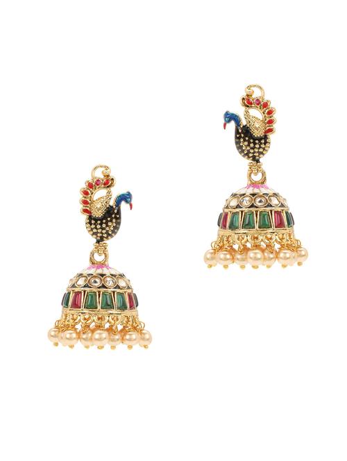 multi colored metal jhumka earring - 17904619 - Very Small Image - 1