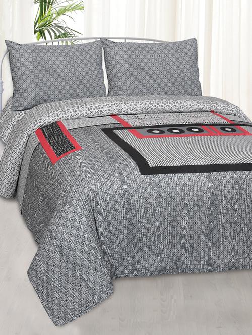jaipurfabric bedsheet jaipur fabric grey ornate floral cotton double bedsheet - 17959393 - Very Small Image - 1