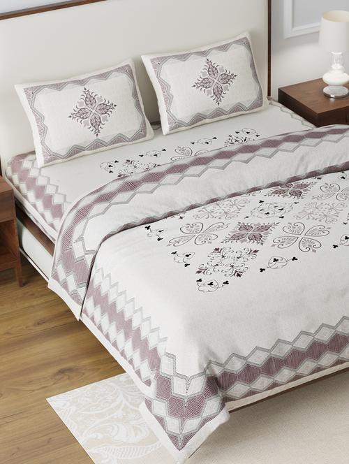 jaipurfabric bedsheet brown & cream ornate cotton jaipur double bedsheet - 17959427 - Very Small Image - 1
