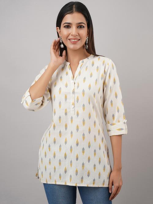 mandarin neck printed tunic - 18011780 - Very Small Image - 1