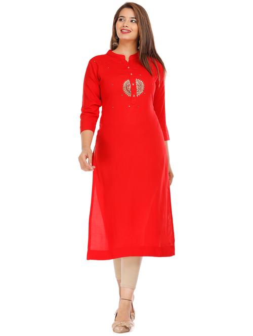 embellished straight kurta - 18012403 - Very Small Image - 1