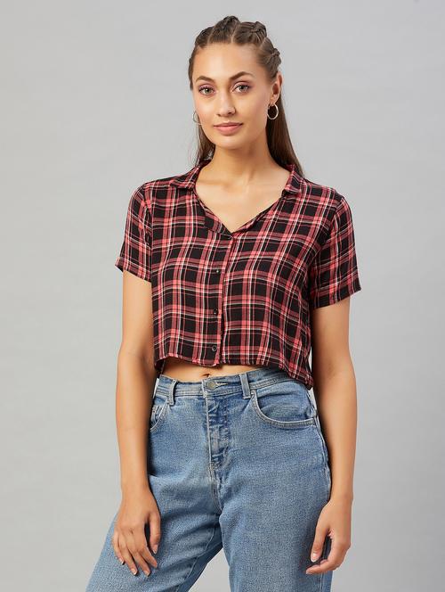 checkered crop shirt - 18021302 - Very Small Image - 1