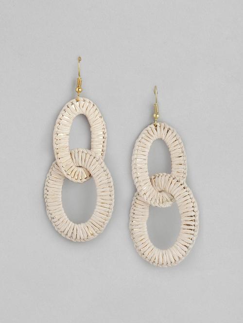 beige metal drop earring - 18030230 - Very Small Image - 1