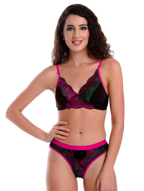 pink solid bras and panty set - 18046205 - Very Small Image - 1
