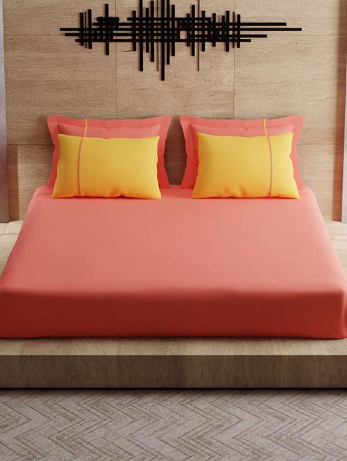 stoa paris cotton peach - orange king 144 tc 1 bed sheet with 4 pillow covers - 18054605 - Very Small Image - 1