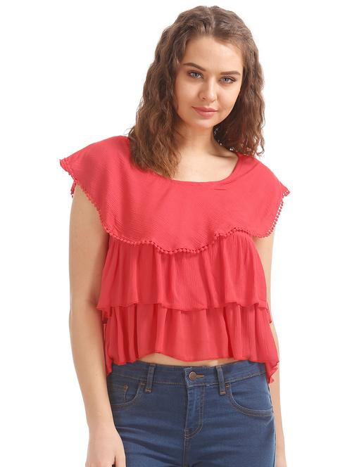 women's layered round neck top - 18069717 - Very Small Image - 1