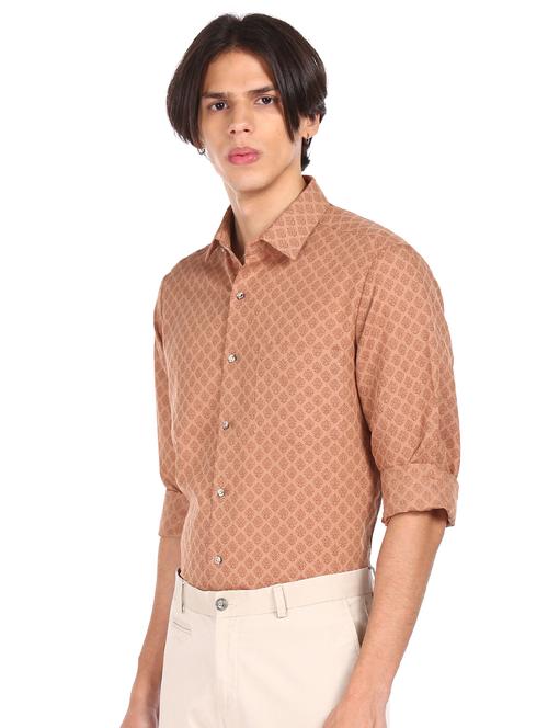 brown cotton formal men's shirt - 18074755 - Very Small Image - 1