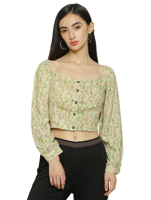 women green printed crop top - 18082086 - Very Small Image - 1