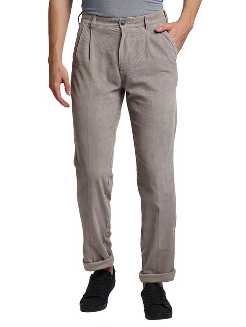grey solid chinos casual trouser - 18177116 - Very Small Image - 1
