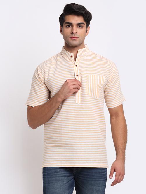 peach striped short kurtas kurta - 18212934 - Very Small Image - 1