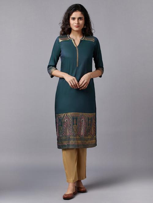 women's straight kurta - 18216494 - Very Small Image - 1