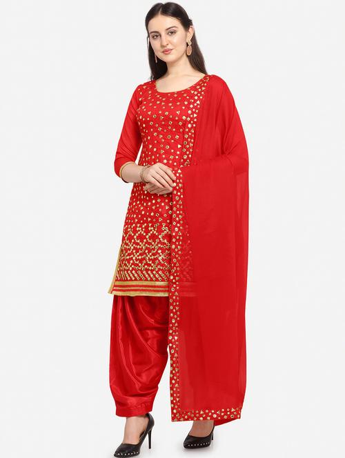 red silk blend unstitched suit - 18226970 - Very Small Image - 1