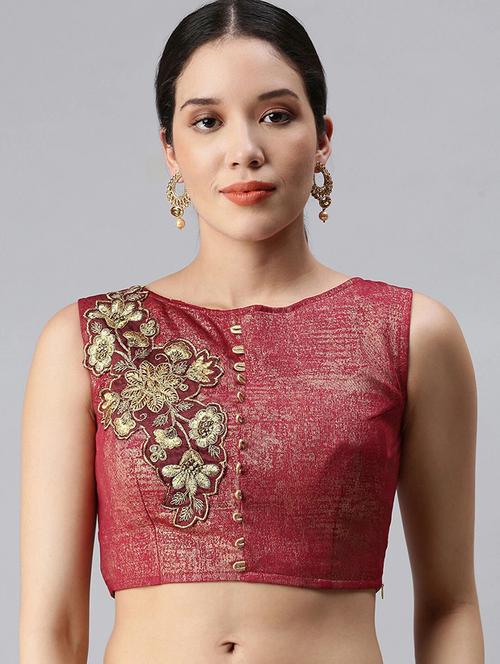 red art silk embroidered blouse - 18233870 - Very Small Image - 1