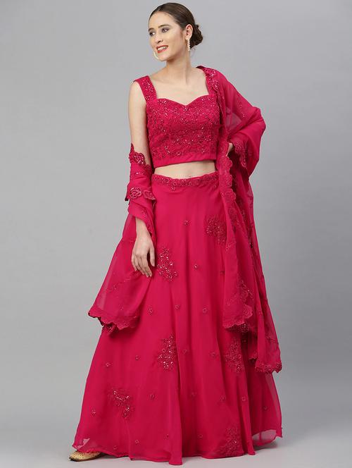 pink georgette flared lehenga - 18247895 - Very Small Image - 1