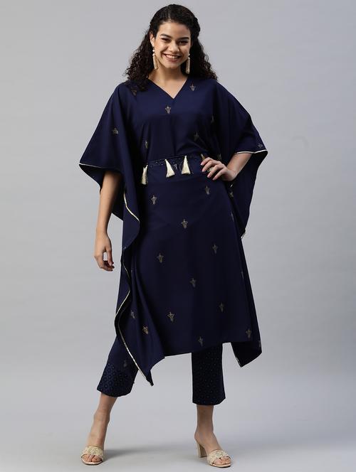 blue crepe kaftan set - 18261626 - Very Small Image - 1