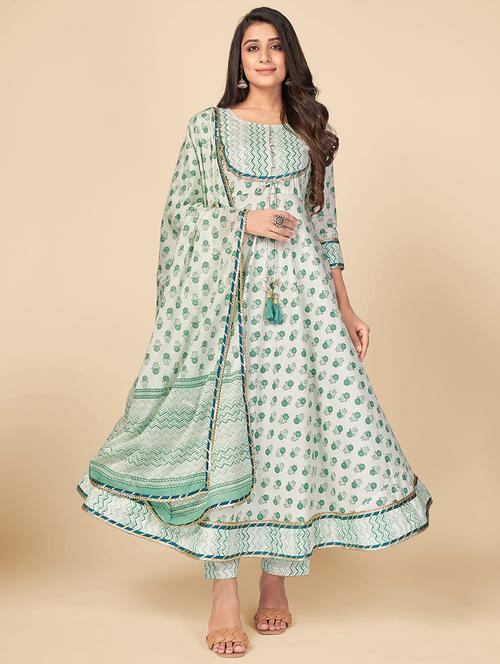green cotton suit set - 18306098 - Very Small Image - 1