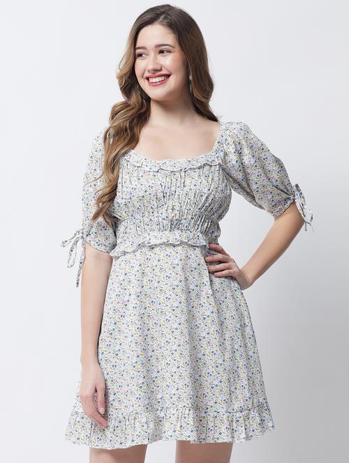 short sleeve printed a-line dress - 18309308 - Very Small Image - 1
