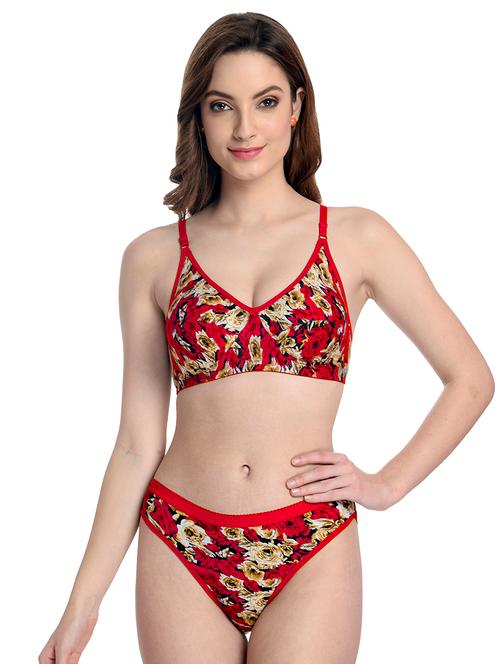 red floral bras and panty set - 18317473 - Very Small Image - 1