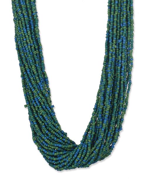 green twisted beads necklace - 18325 - Very Small Image - 1