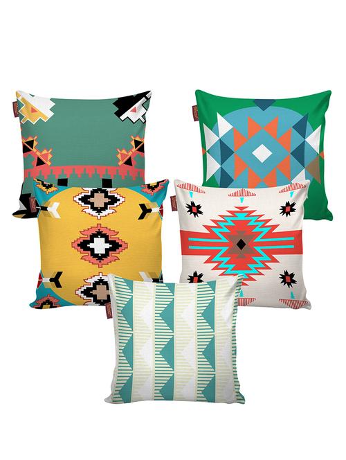 aerohaven set of 5 designer decorative throw pillow/cushion covers - cc146 - (24 inch x 24 inch, multicolour) - 18351137 - Very Small Image - 1