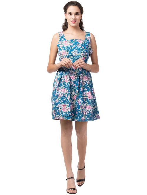 round neck floral a-line dress - 18380717 - Very Small Image - 1