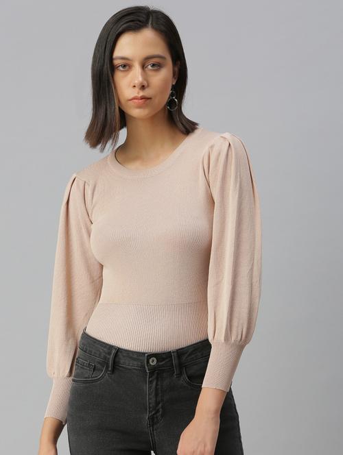 round neck solid top - 18392145 - Very Small Image - 1