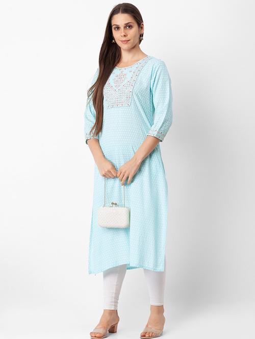 women's straight kurta - 18400236 - Very Small Image - 1