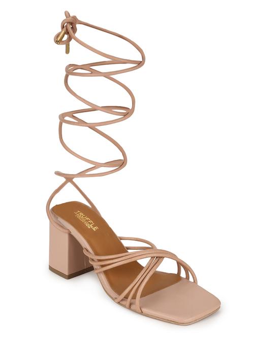 nude pu laceup sandals - 18405958 - Very Small Image - 1