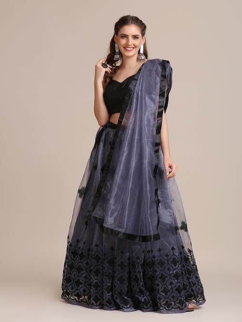 grey net flared lehenga - 18408085 - Very Small Image - 1