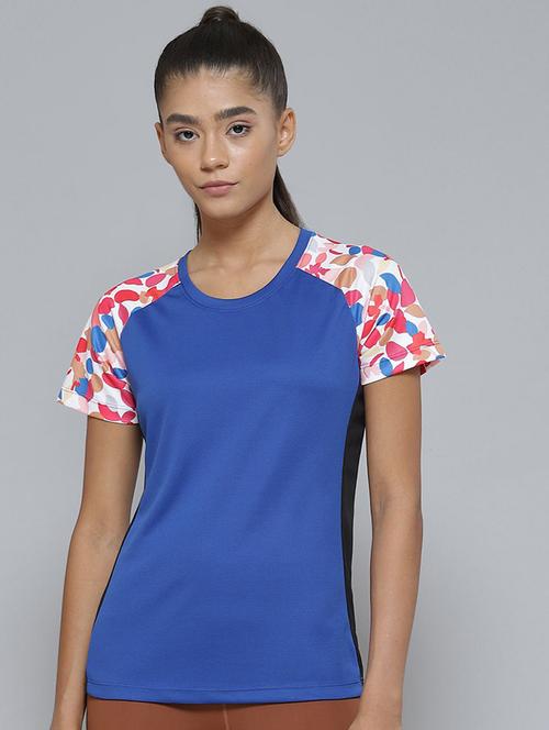 blue color block regular tee - 18411485 - Very Small Image - 1