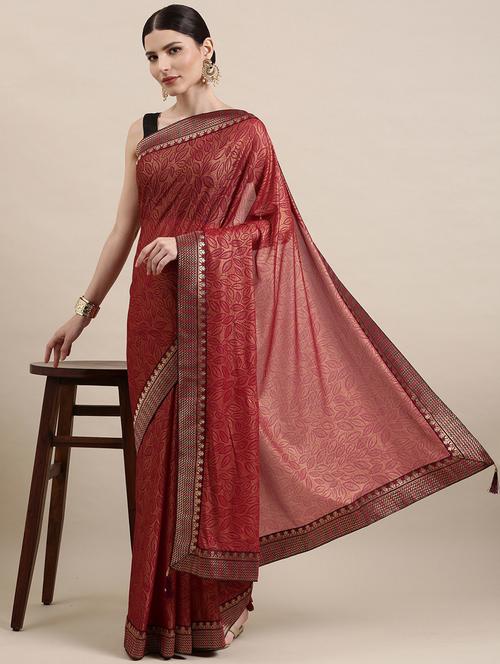 women printed bordered saree - 18419437 - Very Small Image - 1