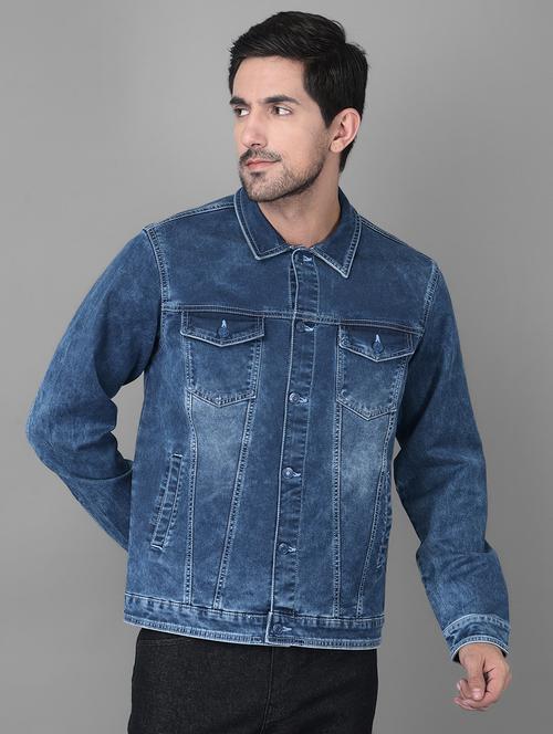 blue light-washed denim jacket - 18434993 - Very Small Image - 1