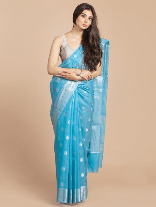 self design zari work woven saree with blouse - 18436775 - Very Small Image - 1