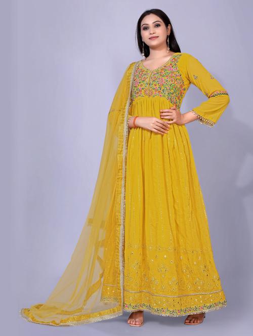 embroidered kurta dupatta set - 18447426 - Very Small Image - 1