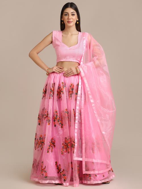 embroidered flared lehenga - 18448005 - Very Small Image - 1