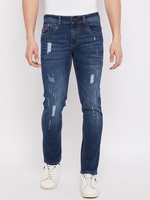 navy-blue distressed denim jean - 18466042 - Very Small Image - 1